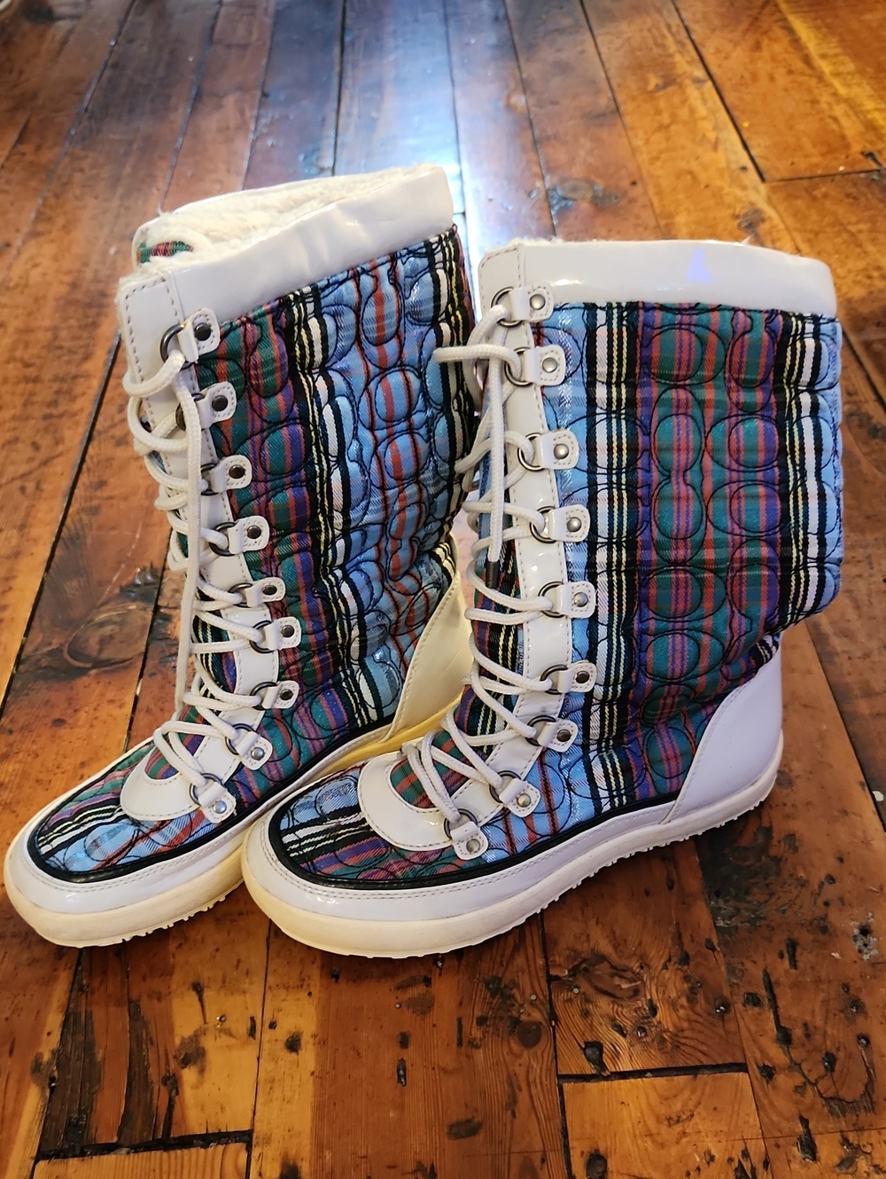 COACH Poppy Peggy Women's Quilted Multicolor Winter/Snow Boots